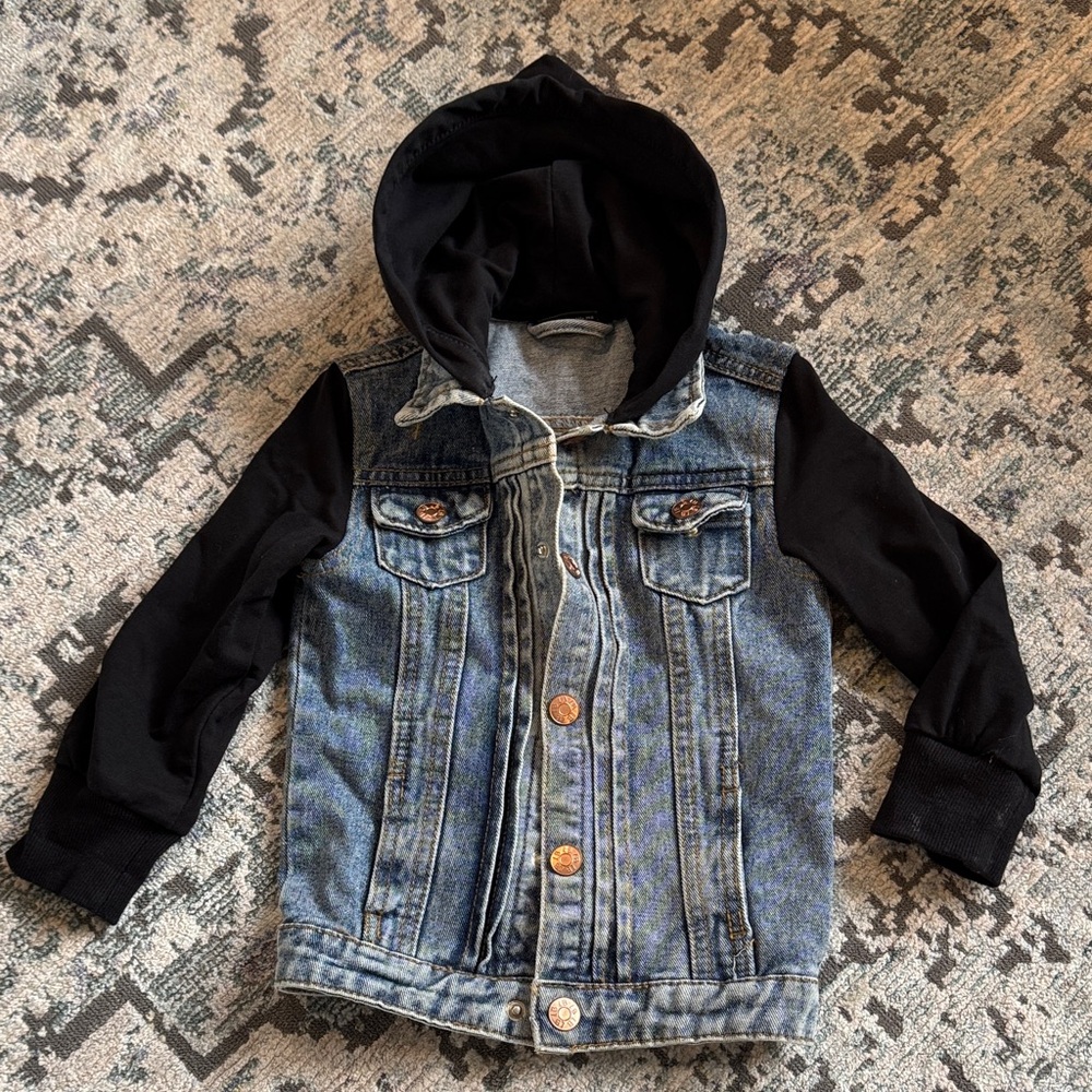 Little Bipsy Denim Jacket with Black Hood